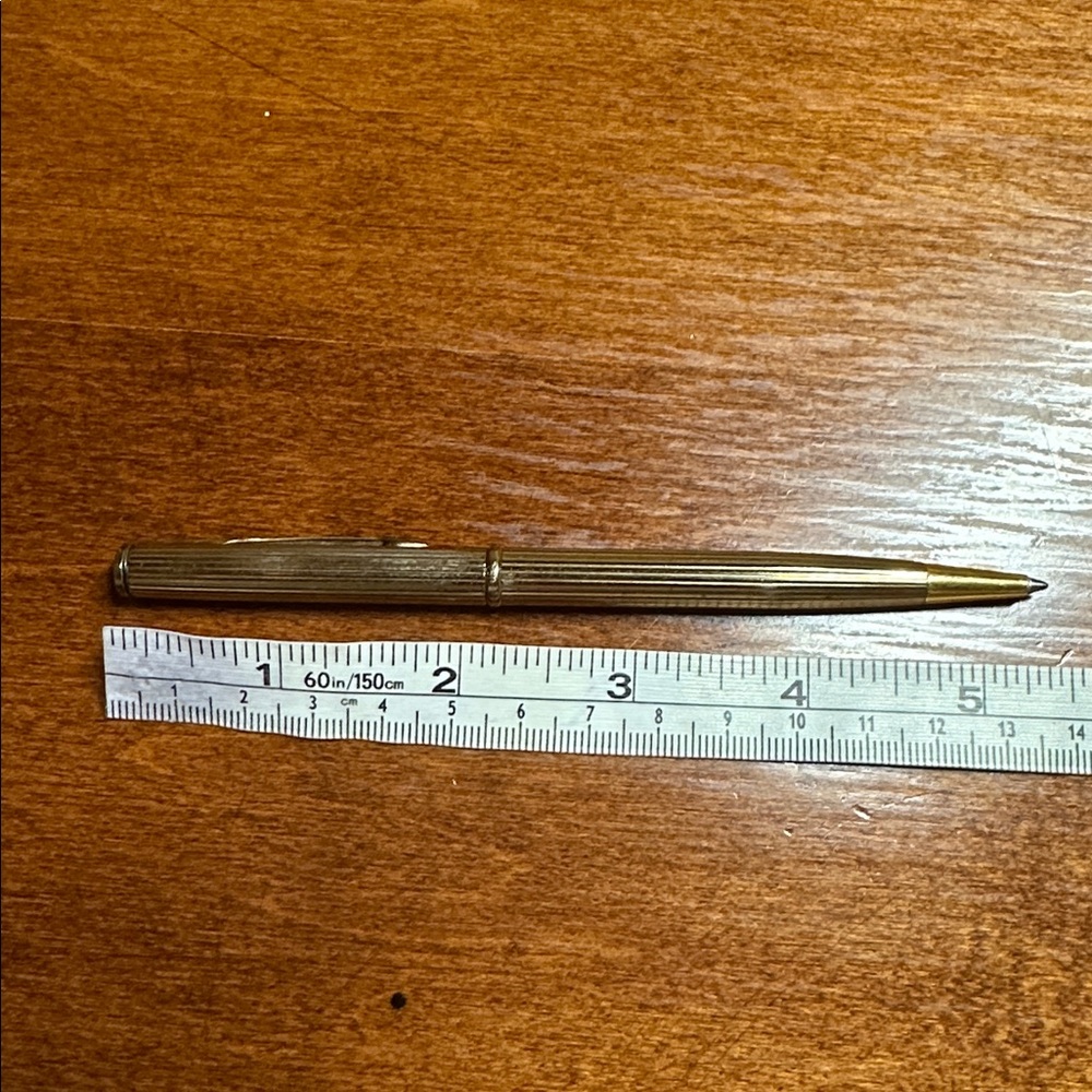 Parker Insignia Prestige Ballpoint Pen Gold Plated Ribbed Cicele Pattern - Picture 7 of 11